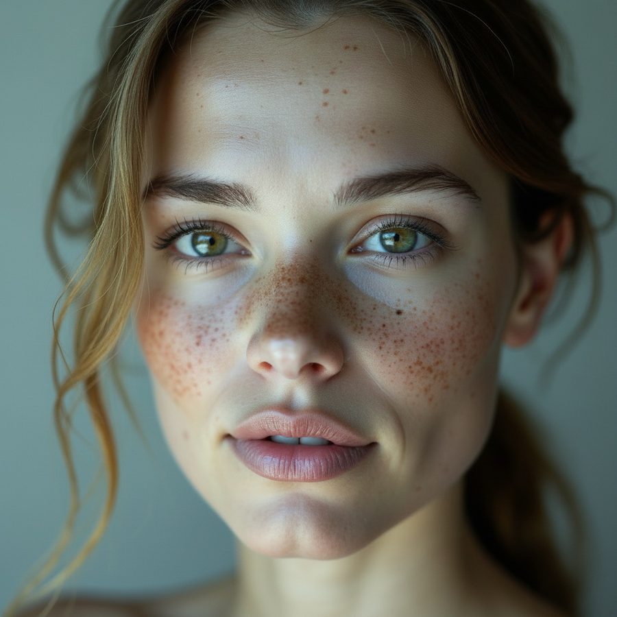 The same face, same pose, under cool window daylight.